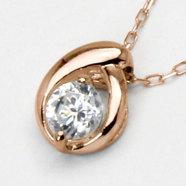 ダイヤモンド ネックレス ダイヤ ダイヤネックレス 一粒 18金 k18 18k ピンクゴールド レディース 送料無料 4月誕生石 プレゼント 自分買い puの画像