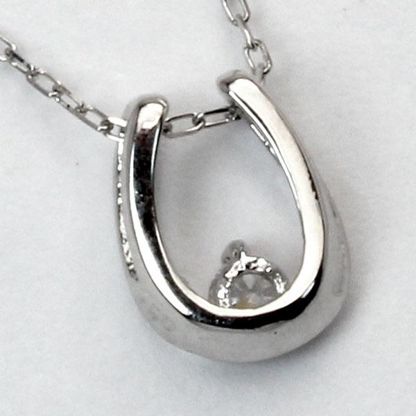 ダイヤモンド ホースシュー 馬蹄 ネックレス k18 18k 18金 ホワイト