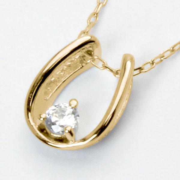 美品 K18 18金 ホースシュー 馬蹄 ネックレス 天然ダイヤモンド 馬蹄 ネックレス 18金 K18 18K ゴールド オシャレな ホースシュー