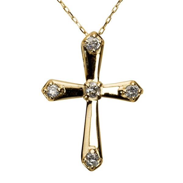 クロスネックレス 十字架ネックレス ダイヤモンド ネックレス クロス 十字架 k18 18k 18金 イエローゴールド 送料無料 レディース プレゼント 自分買い puの画像