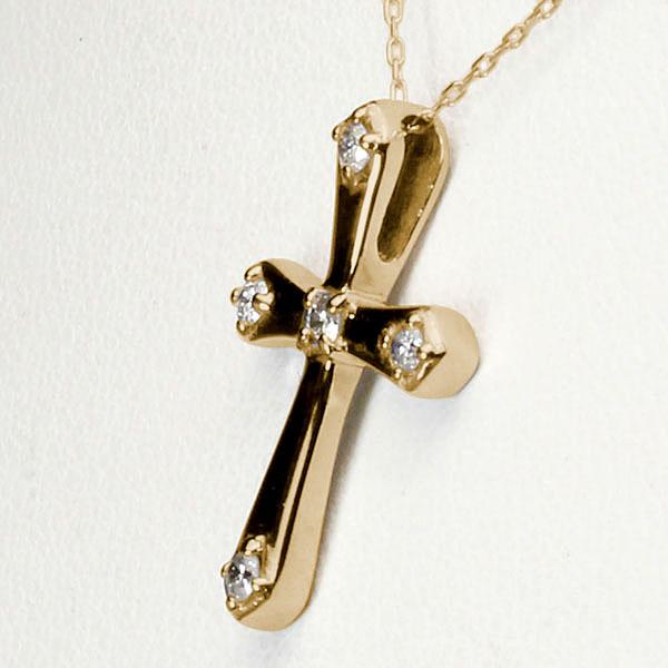 クロスネックレス 十字架ネックレス ダイヤモンド ネックレス クロス 十字架 k18 18k 18金 イエローゴールド 送料無料 レディース プレゼント 自分買い puの画像