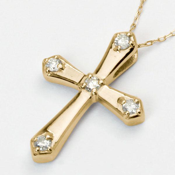 クロスネックレス 十字架ネックレス ダイヤモンド ネックレス クロス 十字架 k18 18k 18金 イエローゴールド 送料無料 レディース プレゼント 自分買い puの画像