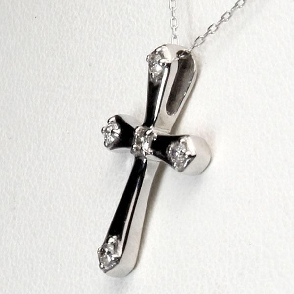 クロスネックレス 十字架ネックレス ダイヤモンド ネックレス クロス