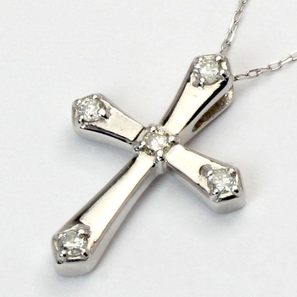 クロスネックレス 十字架ネックレス ダイヤモンド ネックレス クロス