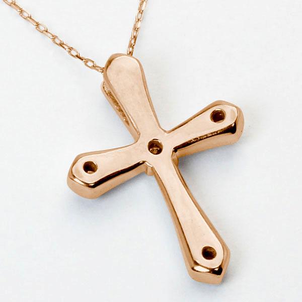 クロスネックレス 十字架ネックレス ダイヤモンド ネックレス クロス 十字架 k18 18k 18金 ピンクゴールド 送料無料 レディース プレゼント 自分買い puの画像