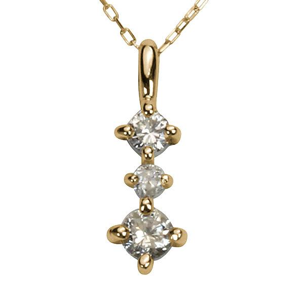 ダイヤモンド ネックレス ダイヤ ダイヤネックレス トリロジー k18 18k 18金 イエローゴールド レディース 送料無料 シンプル プレゼント 自分買い puの画像