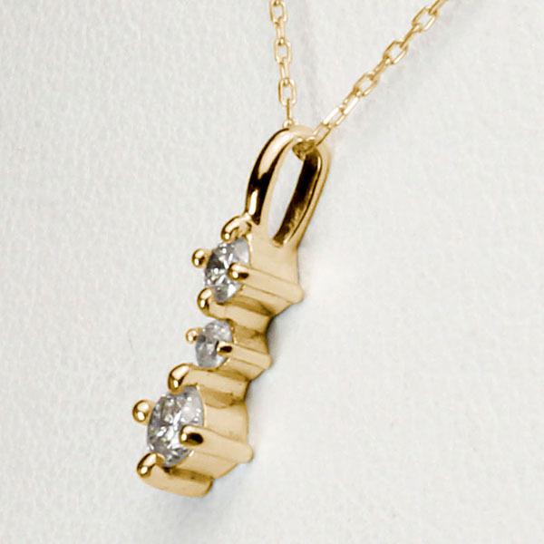ダイヤモンド ネックレス ダイヤ ダイヤネックレス トリロジー k18 18k 18金 イエローゴールド レディース 送料無料 シンプル プレゼント 自分買い puの画像