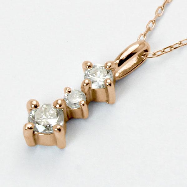 ダイヤモンド ネックレス ダイヤ ダイヤネックレス トリロジー k18 18k 18金 ピンクゴールド レディース 送料無料 シンプル プレゼント 自分買い puの画像