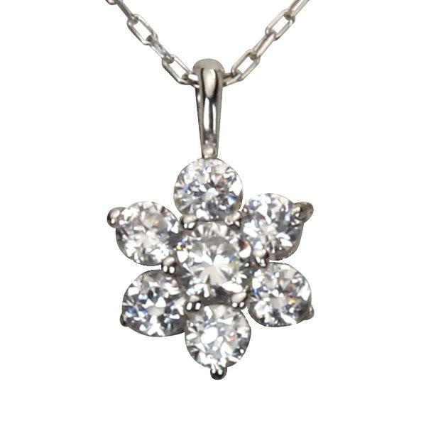 ダイヤモンドネックレス ダイヤモンド ネックレス ダイヤネックレス フラワー 花 k10 10k 10金 ホワイトゴールド 送料無料 プレゼント ギフト 自分買い puの画像