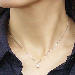 クラウン ホワイトゴールド チェーン付 一粒 ダイヤモンド 0.01ct 王冠