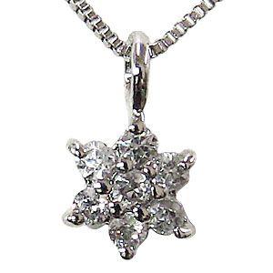 雪の結晶 ペンダント ネックレス ダイヤモンド 0.06ct ホワイト 