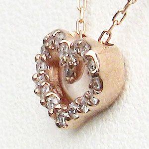 ハートモチーフ ダイヤモンド ペンダント ネックレス ピンクゴールド k18 ダイヤモンド 0.09ct 送料無料 プレゼント ギフト ご褒美 自分買い puの画像