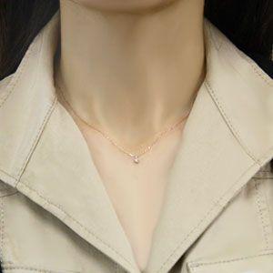 ダイヤモンド 一粒ダイヤ ペンダント ネックレス ピンクゴールド k18 ダイヤモンド 0.05ct 送料無料 人気 プレゼント ギフト ご褒美 自分買い puの画像