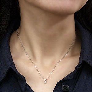 一粒 ダイヤモンド 0.15ct ホワイトゴールド チェーン付 ネックレス ペンダント 送料無料 ジュエリー プレゼント ギフト ご褒美 自分買い puの画像