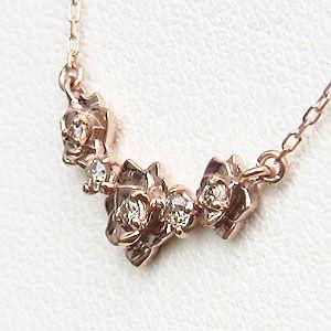 ダイヤモンド ペンダント ネックレス 薔薇モチーフ ピンクゴールド k18 ダイヤモンド 0.04ct フラワー 花 ケース 送料無料 プレゼント ギフト 自分買い puの画像