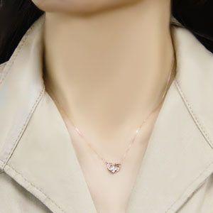 ハートモチーフ ダイヤモンド ペンダント ネックレス ピンクゴールド k18 ダイヤ 0.10ct 送料無料 ジュエリー プレゼント ギフト ご褒美 自分買い puの画像