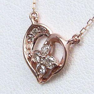 ハートモチーフ ダイヤモンド ペンダント ネックレス ピンクゴールド k18 ダイヤ 0.10ct 送料無料 ジュエリー プレゼント ギフト ご褒美 自分買い puの画像