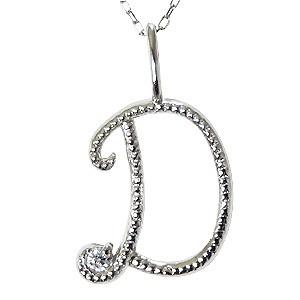 イニシャルD ペンダントネックレス ダイヤモンド 0.01ct k18 ホワイト 