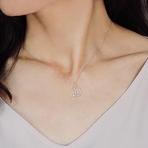 イニシャルD ペンダントネックレス ダイヤモンド 0.01ct k18 ホワイト 