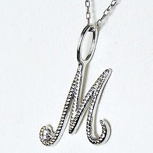 イニシャルM ペンダントネックレス ダイヤモンド 0.01ct k10