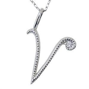 イニシャルV ペンダントネックレス ダイヤモンド 0.01ct k18 ホワイトゴールド 送料無料品質保証書付 人気 プレゼント ギフト ご褒美 自分買い pu