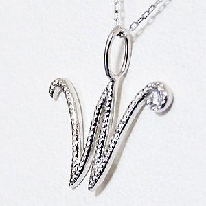 イニシャルW ペンダントネックレス ダイヤモンド 0.01ct k18 ホワイトゴールド 送料無料品質保証書付 人気 プレゼント ギフト ご褒美 自分買い puの画像