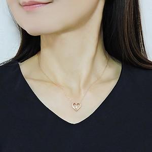 ネックレス ペンダント ダイヤモンド ダイアモンド ハートモチーフ クロスモチーフ 十字架 ピンクゴールド k18 チェーン 送料無料 プレゼント ギフト puの画像