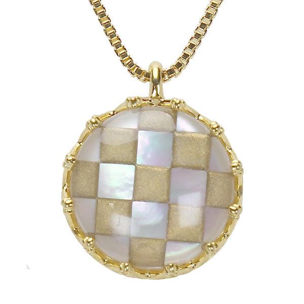 水晶 ネックレス 白蝶貝 貝 クォーツ シェル 925 シルバー 銀 市松模様 レディース 金色 ペンダント レディース 送料無料 プレゼント ギフト 自分買い p