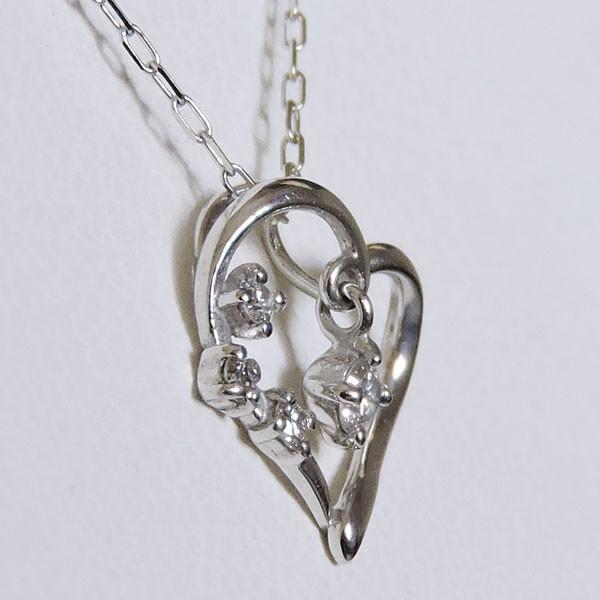 ペンダントネックレス ダイヤモンド 0.06ct k18 ホワイトゴールド ハート モチーフ レディース ダイヤ 保証書付 送料無料 プレゼント ギフト 自分買い puの画像