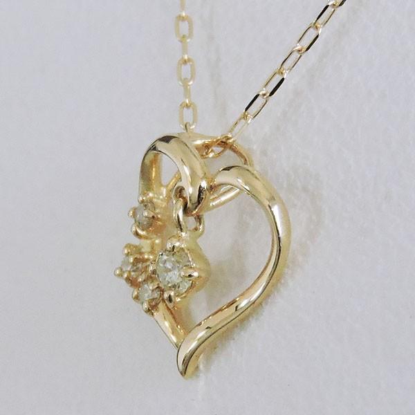 ペンダントネックレス ダイヤモンド 0.06ct k18 イエローゴールド ハート モチーフ レディース ダイヤ 保証書付 送料無料 プレゼント ギフト 自分買い puの画像