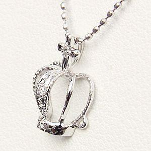 ダイヤモンドネックレス 王冠 ダイヤモンド 0.02ct k18 ホワイトゴールド ペンダント 送料無料 ジュエリー 人気 プレゼント ギフト ご褒美 自分買い puの画像