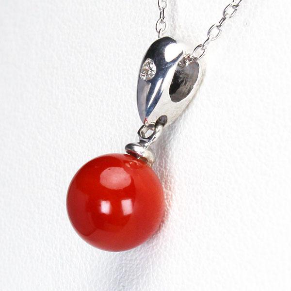 ネックレス レディース 珊瑚 k18 18金 ホワイトゴールド 赤珊瑚 さんご