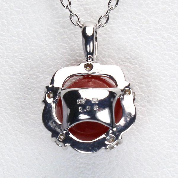 ネックレス レディース 珊瑚 k18 18金 ホワイトゴールド 赤珊瑚 さんご