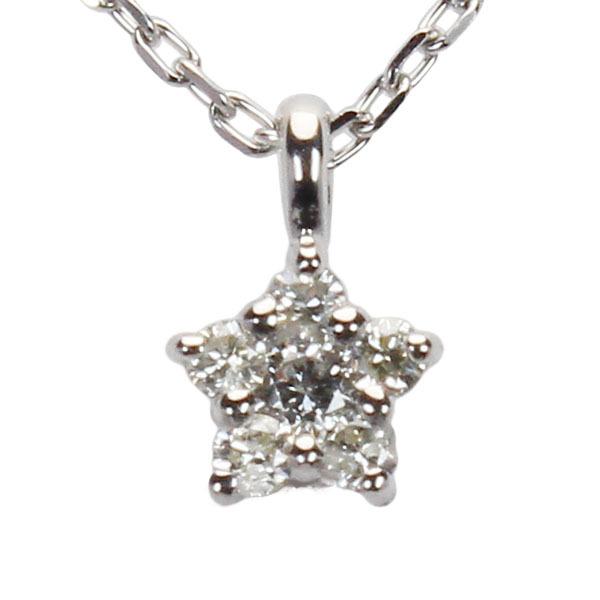 ネックレス ダイヤモンド ホワイトゴールド k10 10k 10金 スター プチ