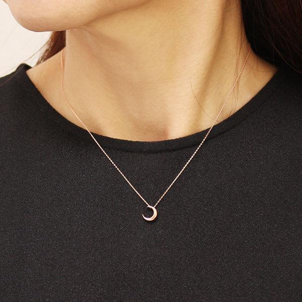 ネックレス ピンクゴールド k10 10k 10金 ムーン 三日月 プチ