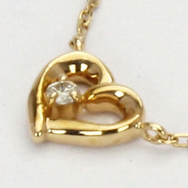 ハート ネックレス ハートネックレス ダイヤネックレス ダイヤモンド ダイヤ k18 18k 18金 イエローゴールド 送料無料 レディース プレゼント 自分買い puの画像
