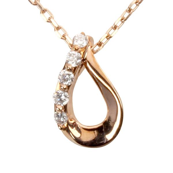 ダイヤモンド ネックレス ダイヤネックレス ペンダントトップ k18 18k 18金 ピンクゴールド 送料無料 レディース カジュアル プレゼント 自分買い puの画像