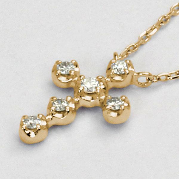 クロス ネックレス クロスネックレス 十字架 ダイヤモンド ダイヤ k10 10k 10金 イエローゴールド 送料無料 レディース カジュアル プレゼント 自分買い puの画像