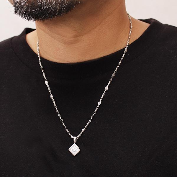 メンズ チェーン ネックレス 男性用 シルバー 全長50cm 薔薇 ローズ バラ 中折れ式留め金具 送料無料 プレゼント ギフト 自分買い ご褒美の画像
