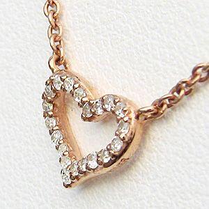 ハートネックレス ダイヤモンド ネックレス 0.10ct k18 ピンクゴールド 送料無料 ジュエリー プレゼント ギフト ご褒美 自分買い puの画像