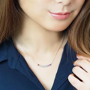 アミュレット ネックレス ペンダント ガーネット シトリン ペリドットアイオライト アメジスト ロードライト k18 ホワイトゴールド プレゼント 自分買い puの画像