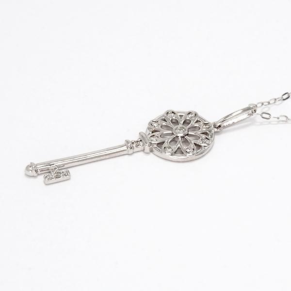 ネックレス ダイヤモンド カギ 鍵 キー キーモチーフ ダイヤ 0.08ct 