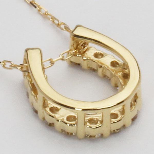 ダイヤモンド ネックレス ダイヤ ペンダント ホースシュー 馬蹄 k18 18金 18k イエローゴールド 送料無料 レディース 4月誕生石 プレゼント 自分買い puの画像