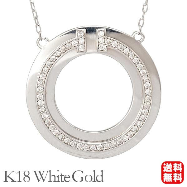 ネックレス ダイヤモンド サークルモチーフ 0.18ct k18 18k 18金 