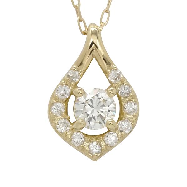 ネックレス k18 18k 18金 イエローゴールド ダイヤネックレス ダイヤ 0.15ct ティアドロップ レディース 送料無料 シンプル カジュアル プレゼント puの画像