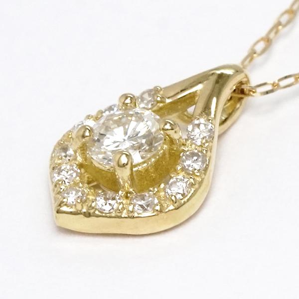 ネックレス k18 18k 18金 イエローゴールド ダイヤネックレス ダイヤ 0.15ct ティアドロップ レディース 送料無料 シンプル カジュアル プレゼント puの画像