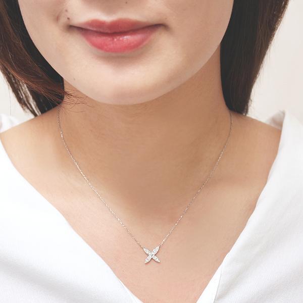 ネックレス ダイヤモンド ダイヤネックレス ダイヤ 0.22ct プラチナ pt900 t850 花 フラワー 星 スター レディース 送料無料 カジュアル プレゼント puの画像