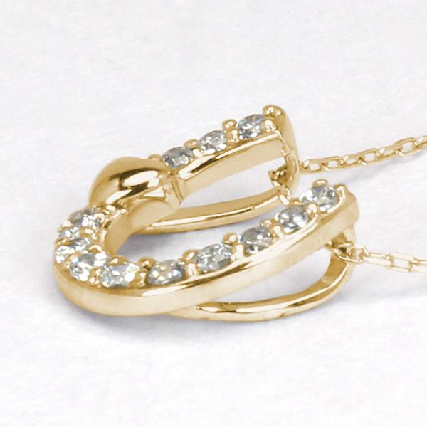 ホースシュー 馬蹄 ハート ダイヤモンド ネックレス ホースシューネックレス ペンダント k18 18k 18金 イエローゴールド レディース 送料無料 カジュアル puの画像