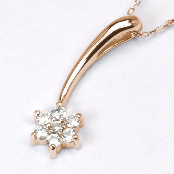ダイヤモンド ネックレス スター 流れ星 流星 ダイヤネックレス ダイヤ ピンクゴールド k10 10k 10金 レディース 送料無料 カジュアル 記念日 プレゼント puの画像