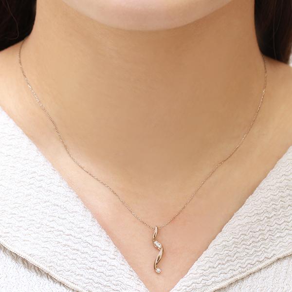 ダイヤモンド ネックレス ダイヤネックレス ダイヤモンド ダイヤ ペンダント ピンクゴールド k10 10k 10金 レディース 送料無料 カジュアル プレゼント puの画像